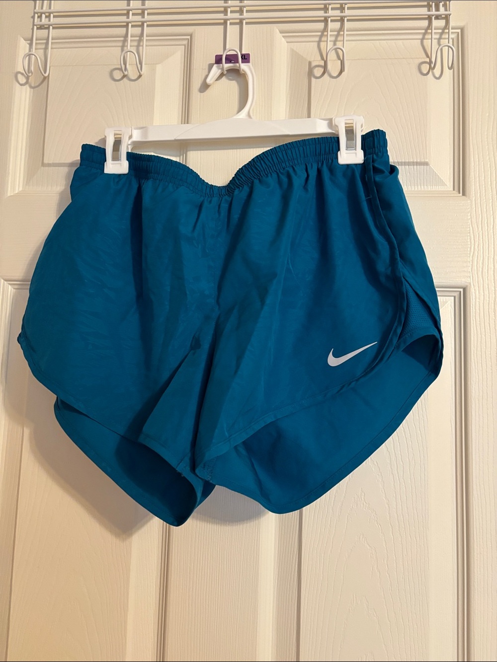 Nike Women's Teal Athletic Running Shorts - Swoosh Logo